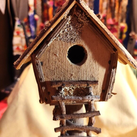 Handmade Wooden Birdhouse: Tall Rustic Garden Decor - SHIPS FREE - Picture 3 of 10